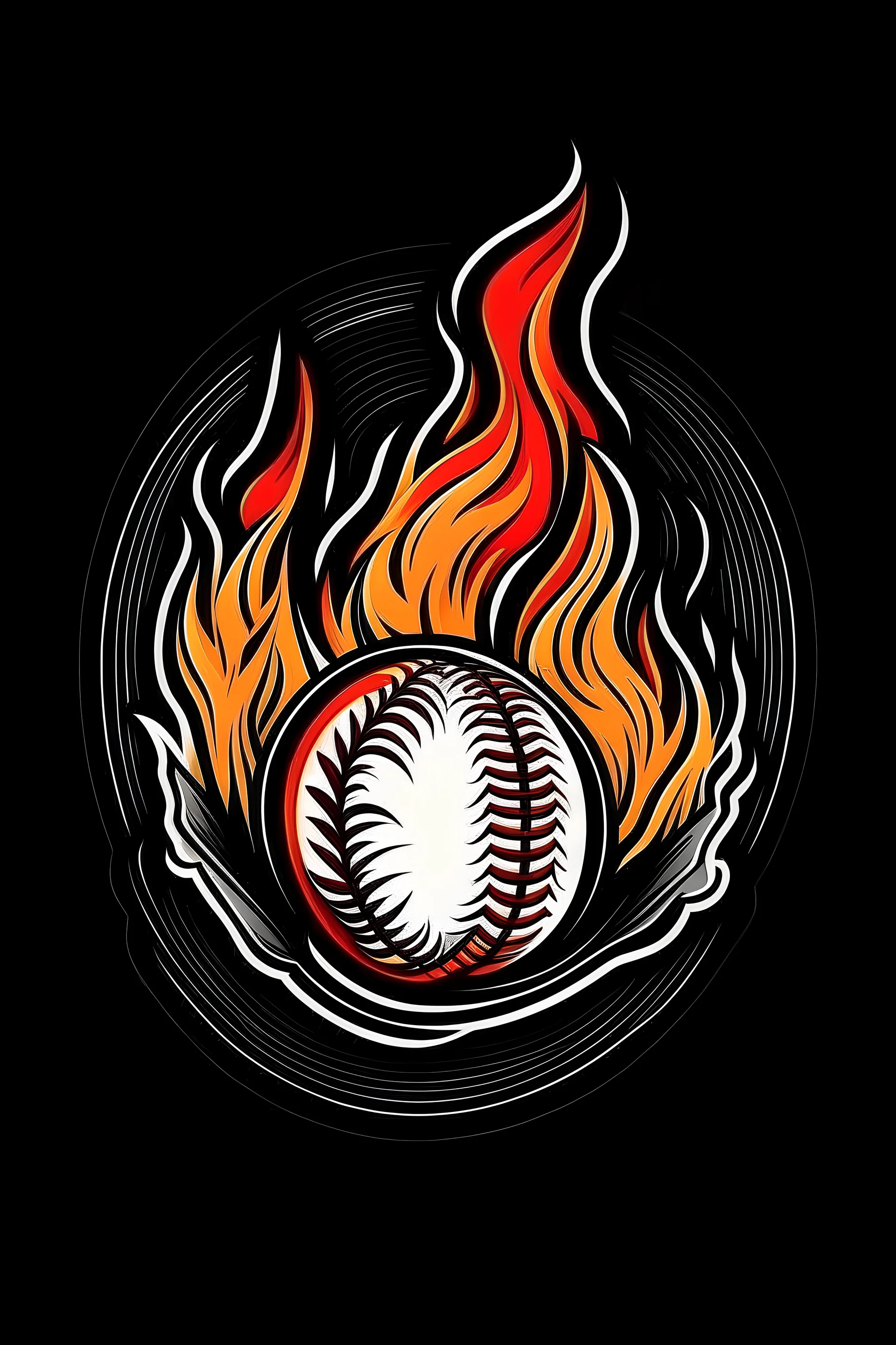 logo of baseball inside baseball mitt with small flames