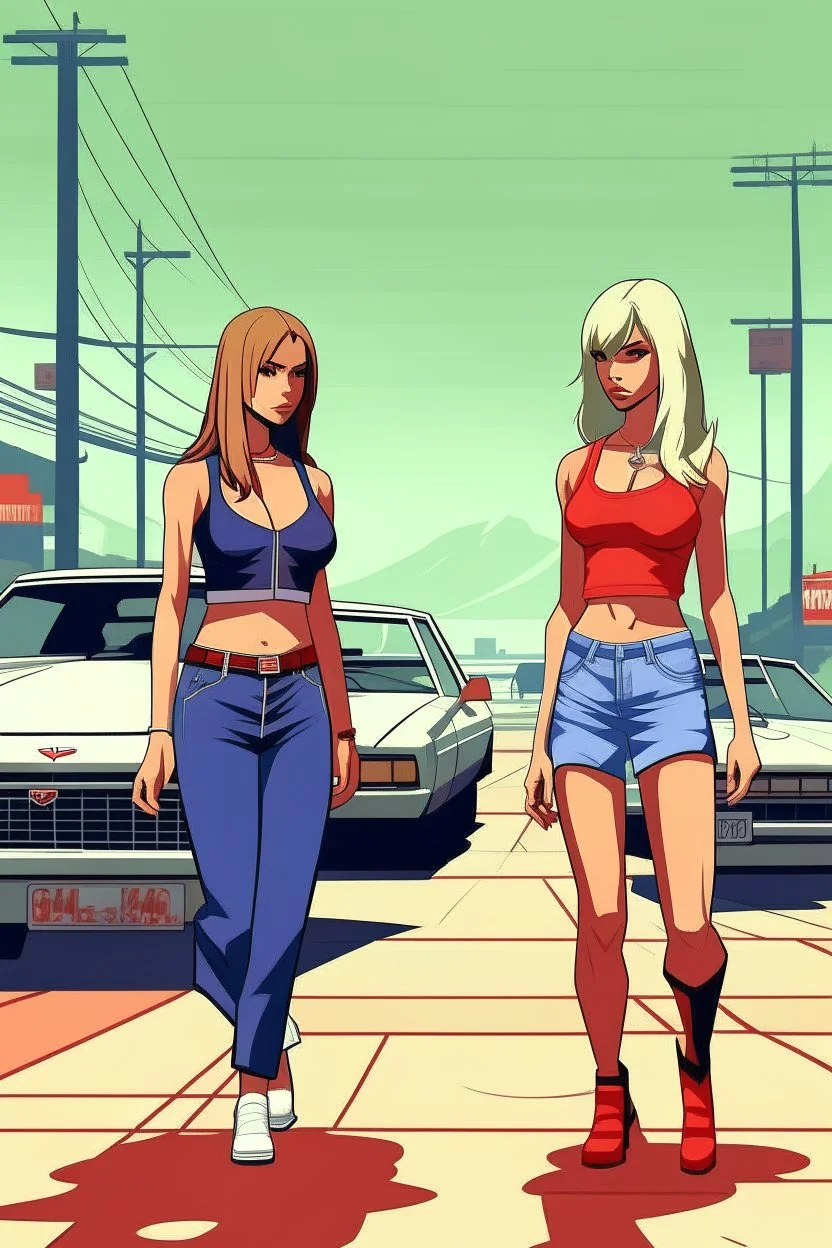 gta tarzı 2 kız 2D arkaplan biraz daha detaylı gta tarzı gta tarzı