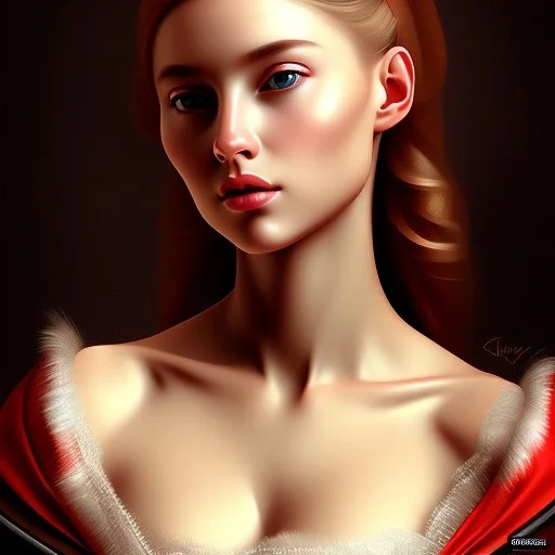 portrait of a beautiful blonde busty woman Caravaggio style