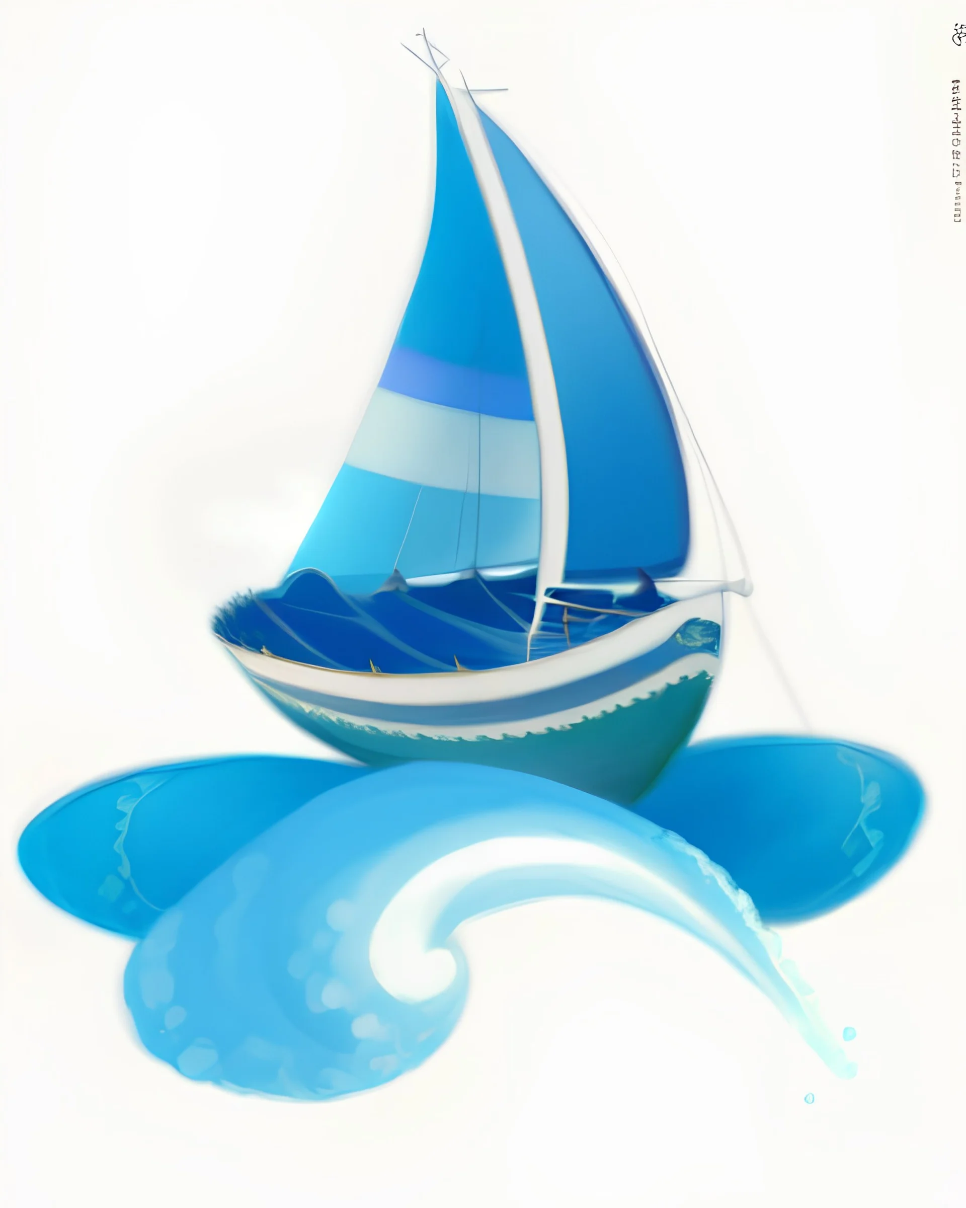Genrate Sailboat and waves vector art.