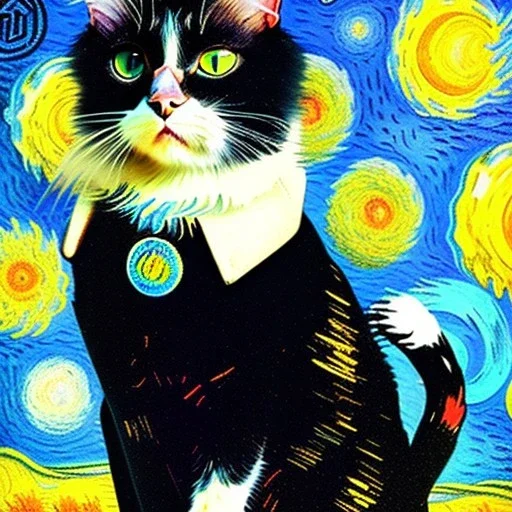 retrato del gato con botas de Van gogh