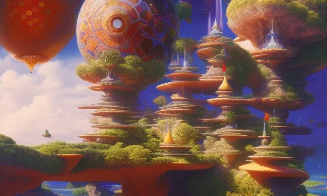 floating islands with waterfalls connecting each other whimsical surrealism, based on child's drawing, lsd trip, dream recording, sharp focus, deep - space imaging fantastical setting isometric view octane render, art by salvador dali, greg rutkowski studio ghibli