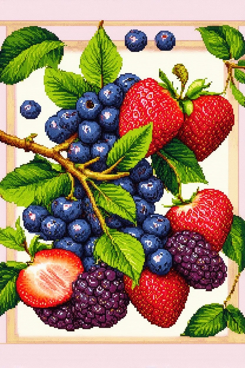 Mixed Berries; Frieze; ultra-realistic