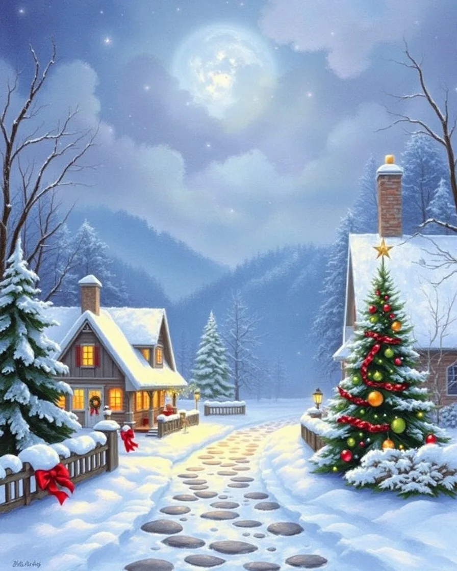 Thomas Kinkade christmas greeting card