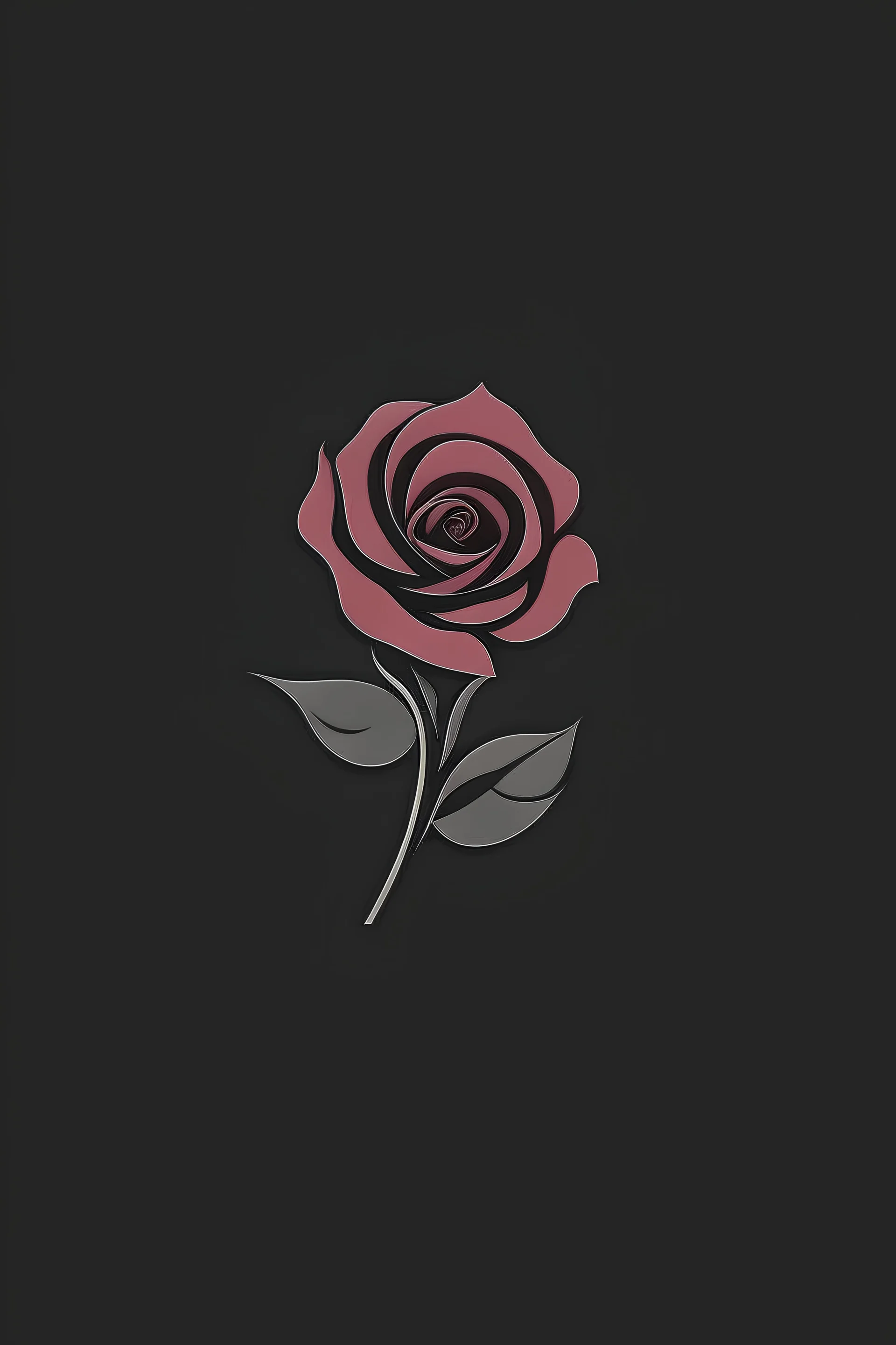 Rose logo flat minimalist design with dark gray background