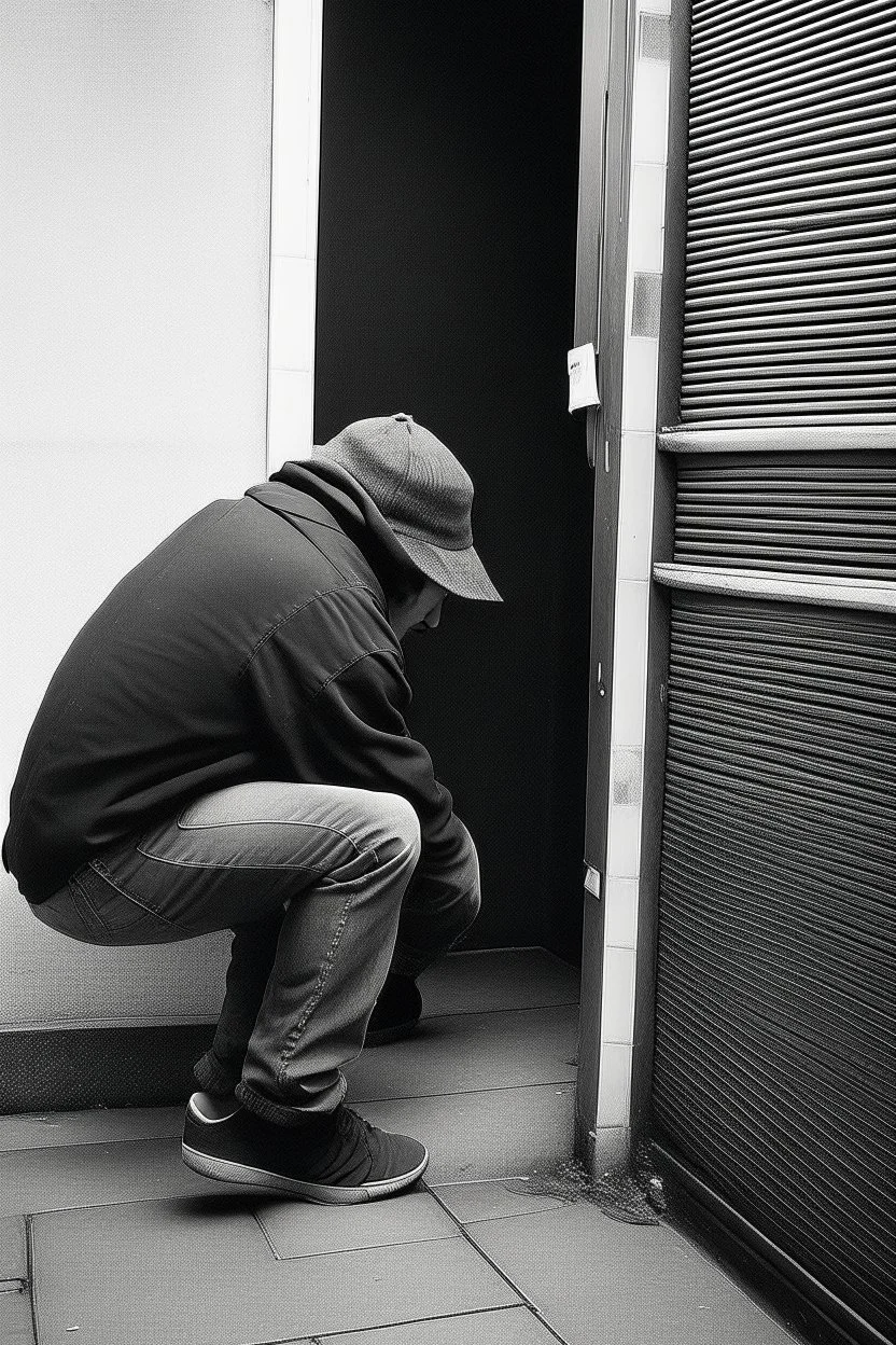 someone crouched in a corner scard