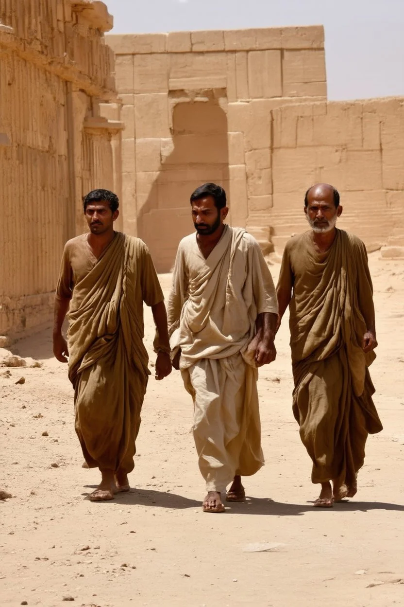 ancient scribes walking to in babylon in its prime faded old photo