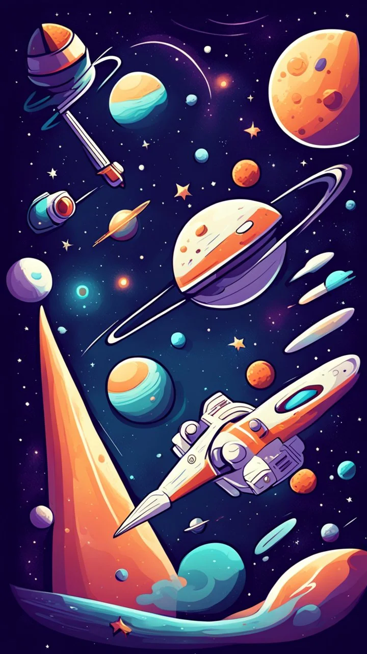 space cartoon stylized. retrow