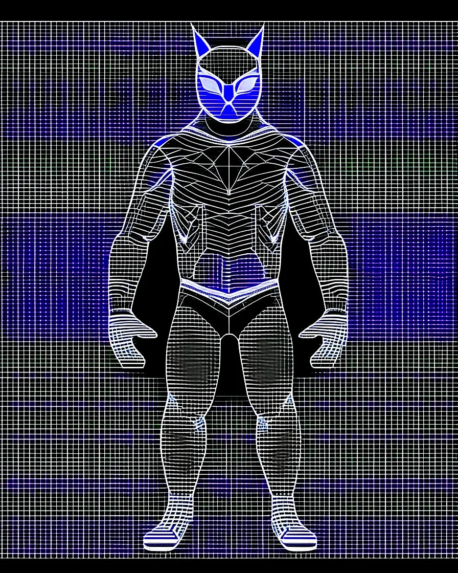 Catman, аrte lineal, fondo negro, cuerpo completo