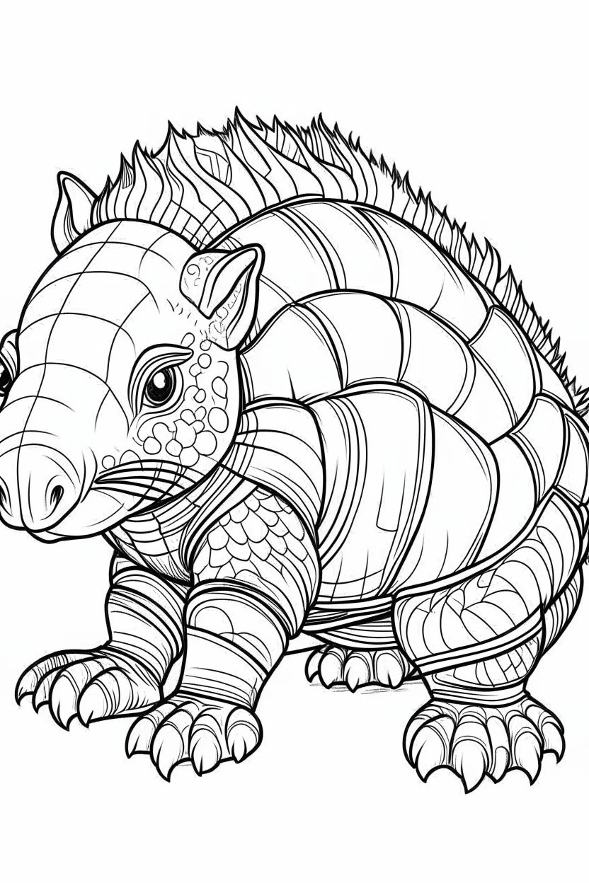 outline art for Armadillo Pup coloring pages with sitch, white background, Sketch style, full body, only use outline, toddlers style, clean line art, white background, no shadows and clear and well outlined.