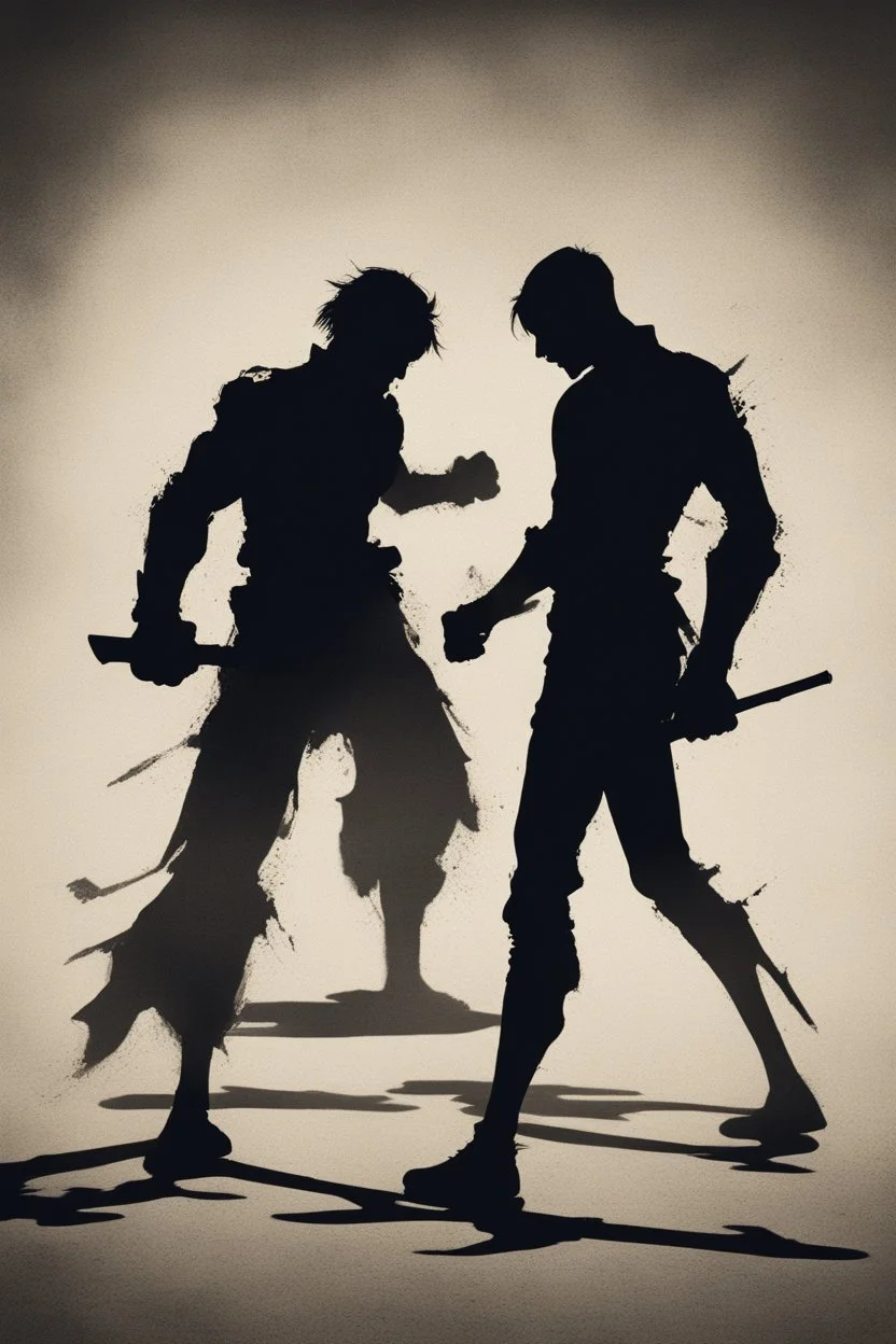 a distressing image of two shadows preparing to fight