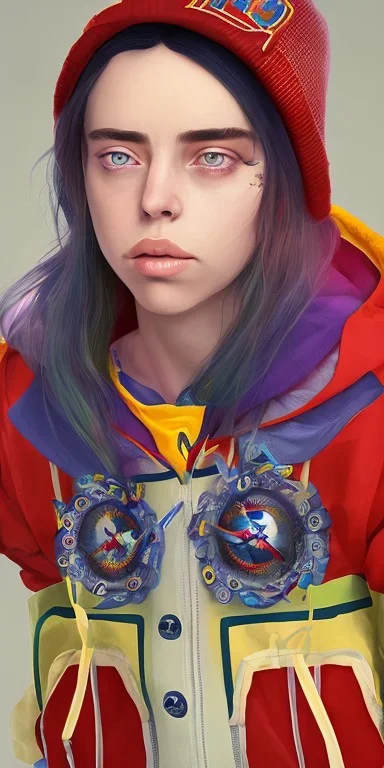 Billie Eilish, in a skirt, photorealistic, 8k