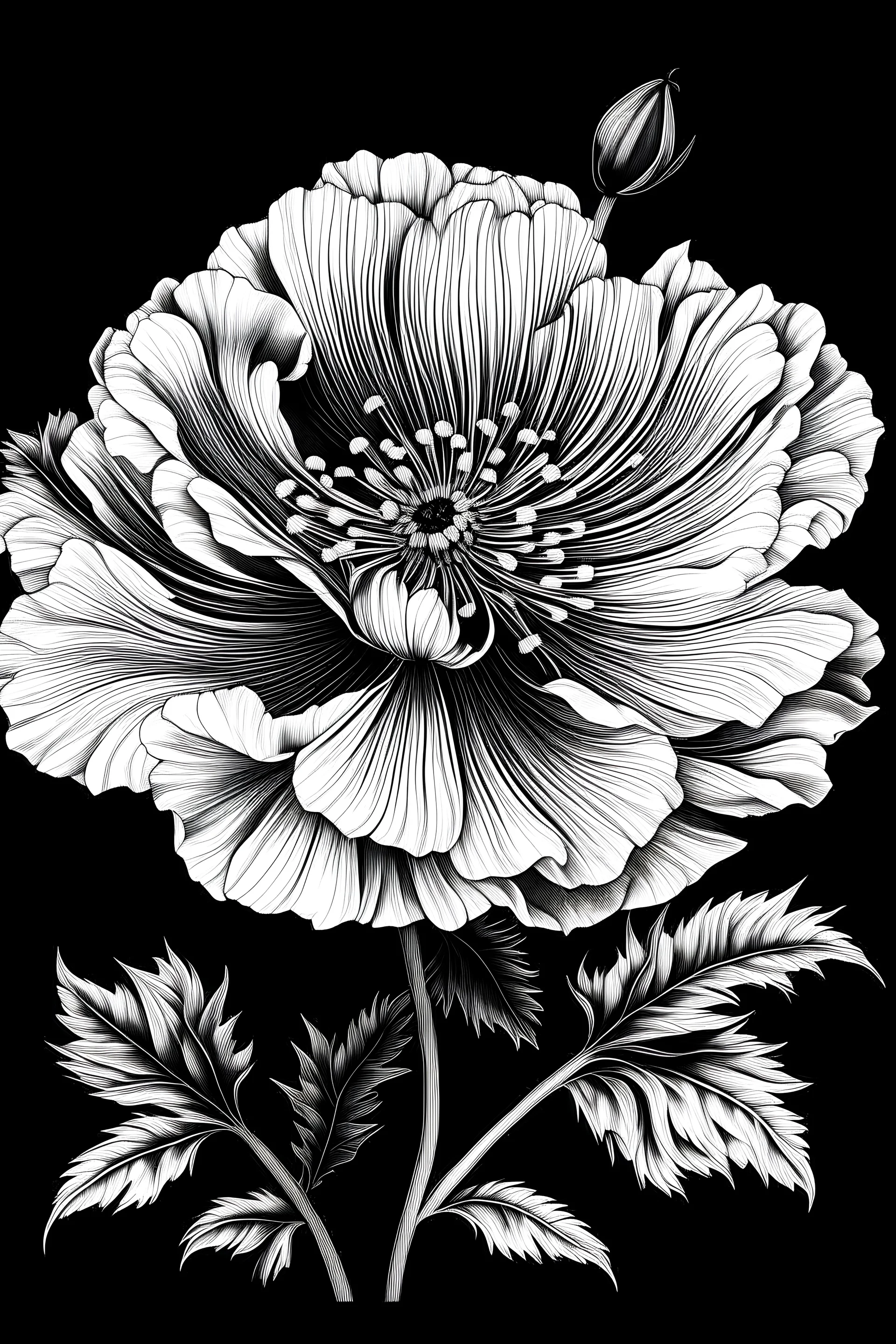 Ambrosia flower BLACK WITHE DRAWING