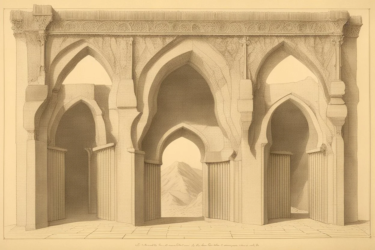 a hemimorphote gothic_arab gate in a cerussite wall