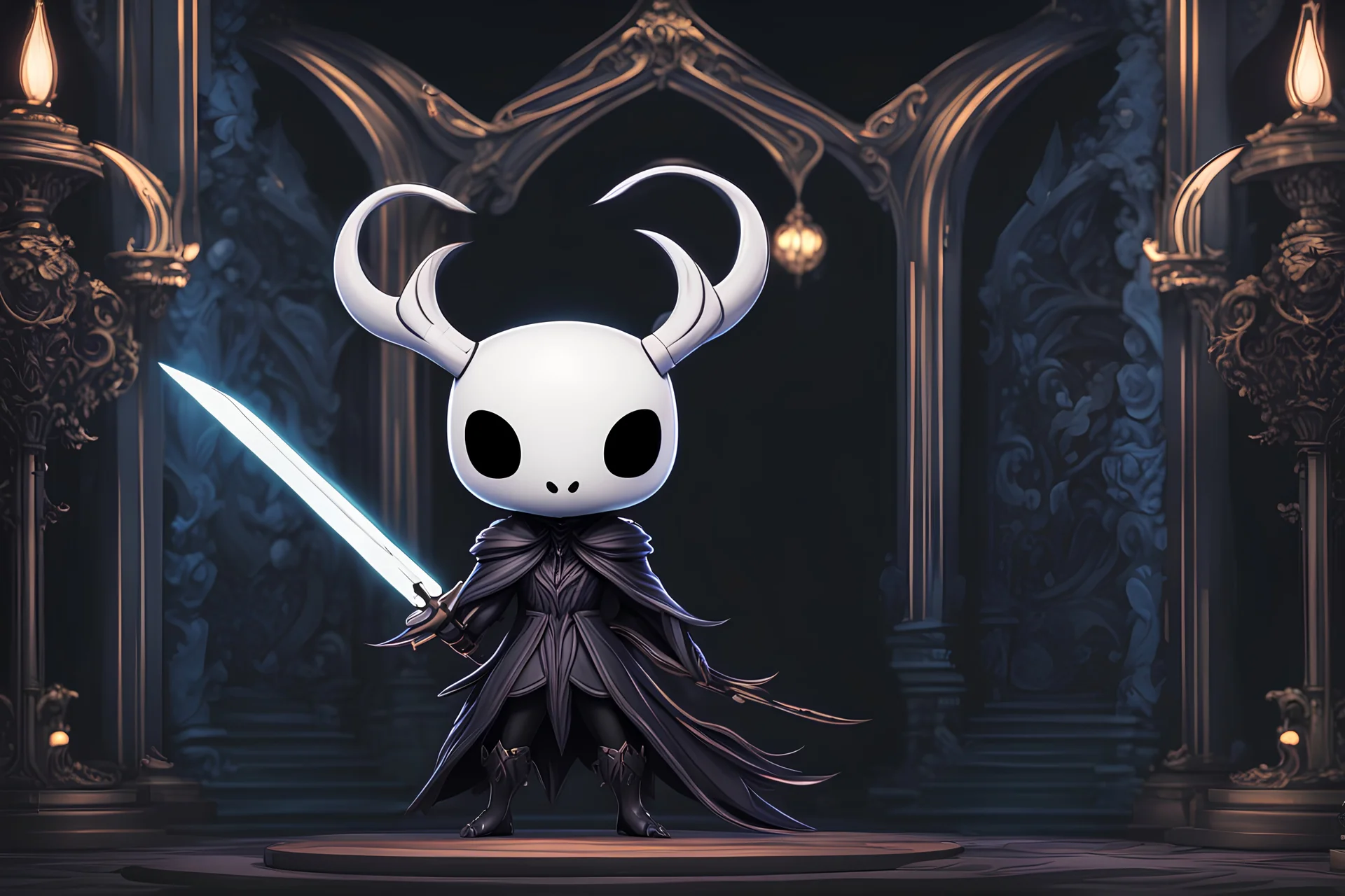 Chibi Hollow knight venom in 8k solo leveling shadow artstyle, in the style of fairy academia, hollow knight them, mask, close picture, neon lights, intricate details, highly detailed, high details, detailed portrait, masterpiece,ultra detailed, ultra quality