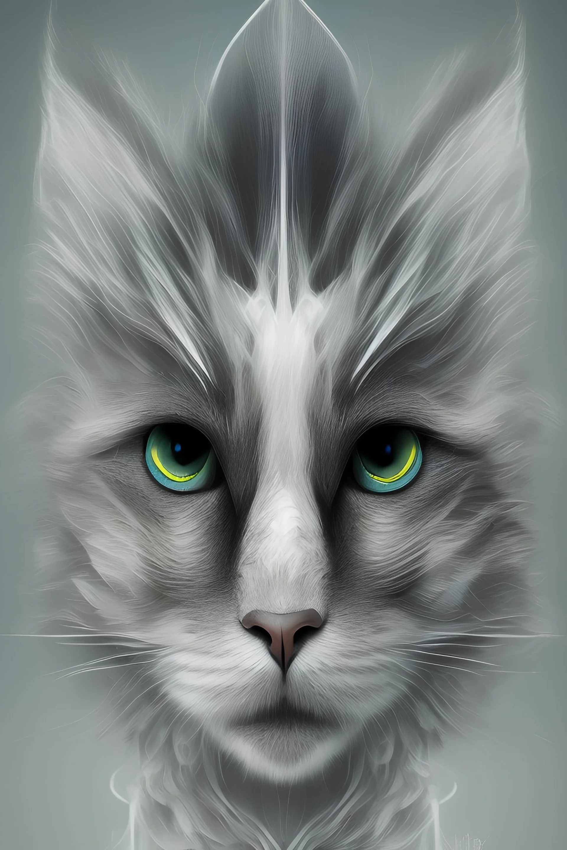 Image of a cat head combined with rooster face