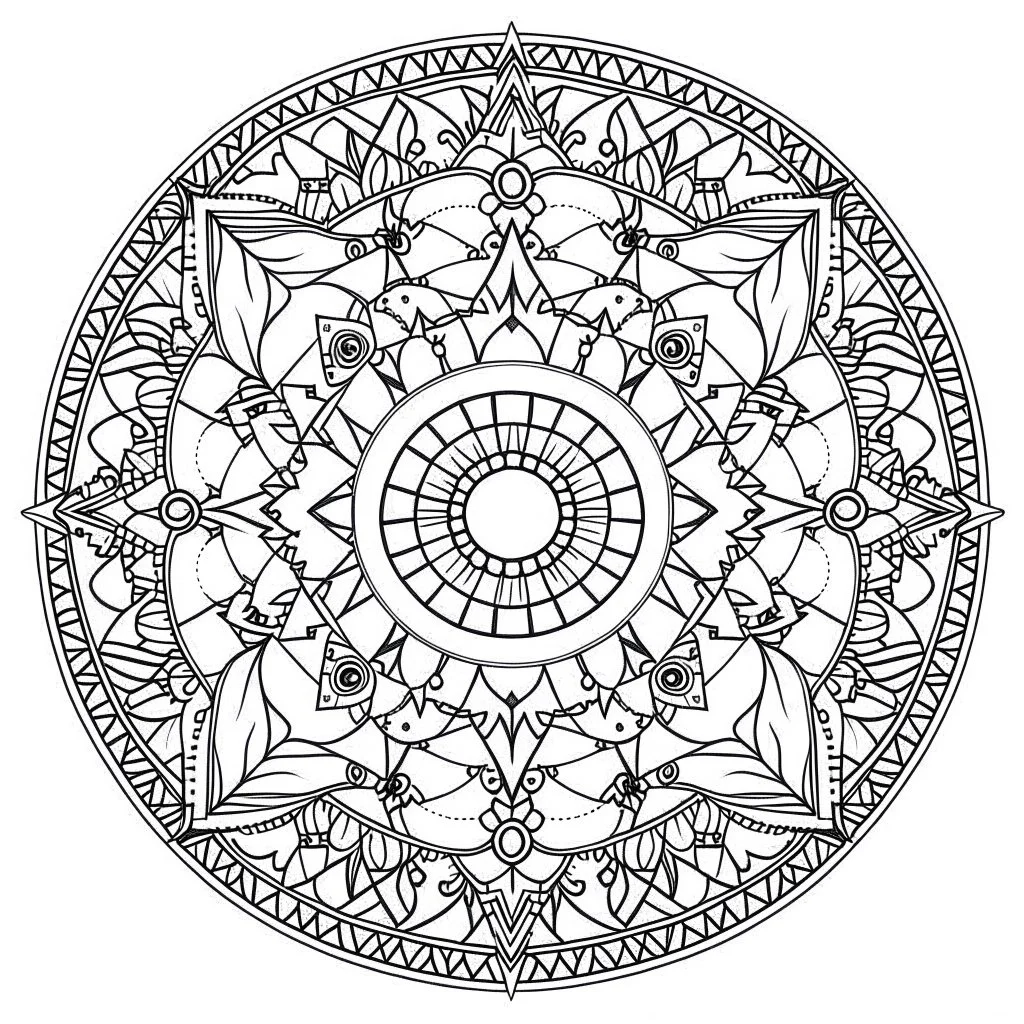 cute kid, MANDALA, This mandala coloring sheet features strange and imaginative, ensuring a realistic yet fantastical journey. Draw clean lines in a 3:4 aspect ratio on a white background, embracing minimalistic black lines and low-level black colors. Craft a coloring page with perfect, clear lines, avoiding repeated images, sketching, and thick black colors.