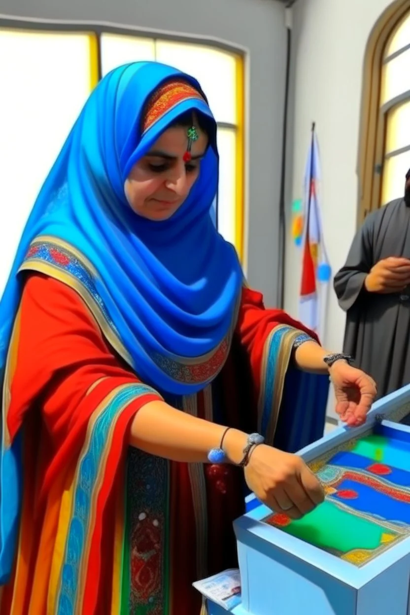 Baloch women with their traditional dress casting her votes during general election 2024