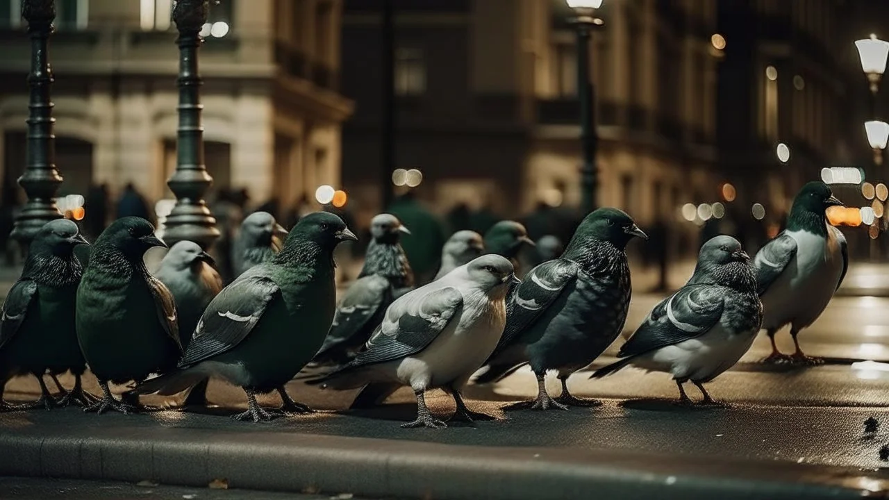 pigeons between night and time