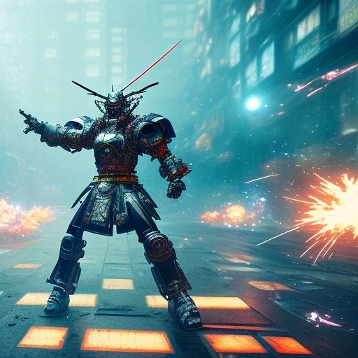 art by Yoji Shinkawa, steel crystallize, futuristic, warrior robot samurai mask with yakuza tatu, atmospheric, realistic, unreal engine, cosmic galactic background, cinematic lighting, octane render, random colors, cosmic ambiance,