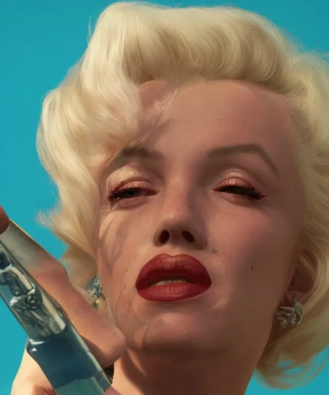 Marilyn Monroe, in full growth, smokes a cigarette, cyberpunk2077, photorealistic, 4k