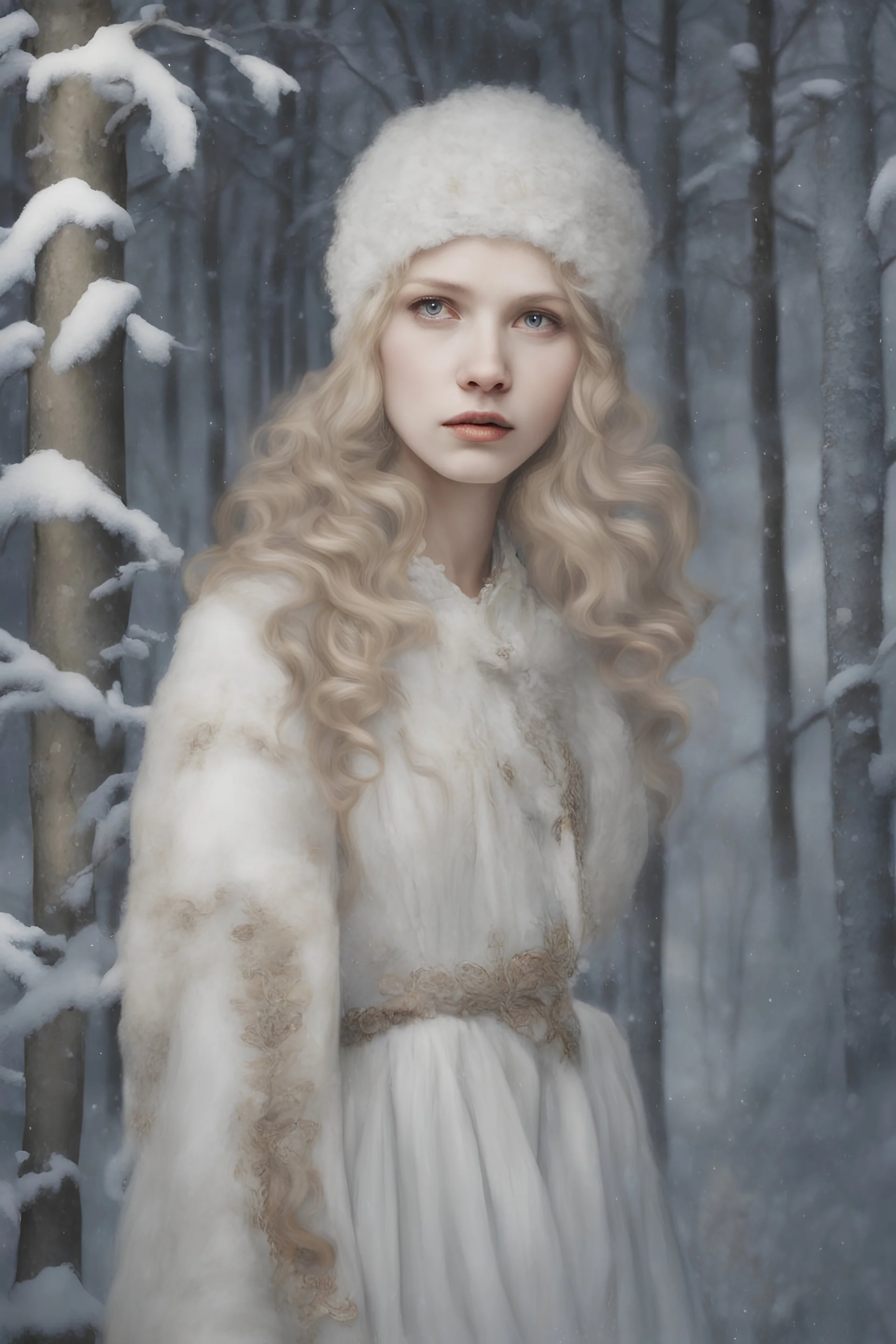 Profile picture Women Alexandra "Sasha" Aleksejevna Luss fantasy bombshells oil paiting Gustav Klimt style Once upon a frosty time Once upon a night time Stocholm city farther from the city center was an old park where the trees had bent under the heavy snow, forming beautiful white arches