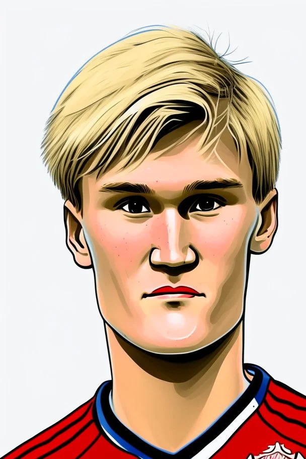 Martin Odegaard Norwegian football player ,cartoon 2d