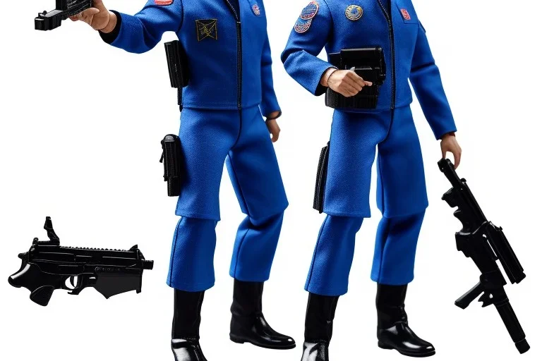 Mike Pence as G.I. Joe toy Doll figure With a pistol space force Blue fabric uniform, black Moonboot