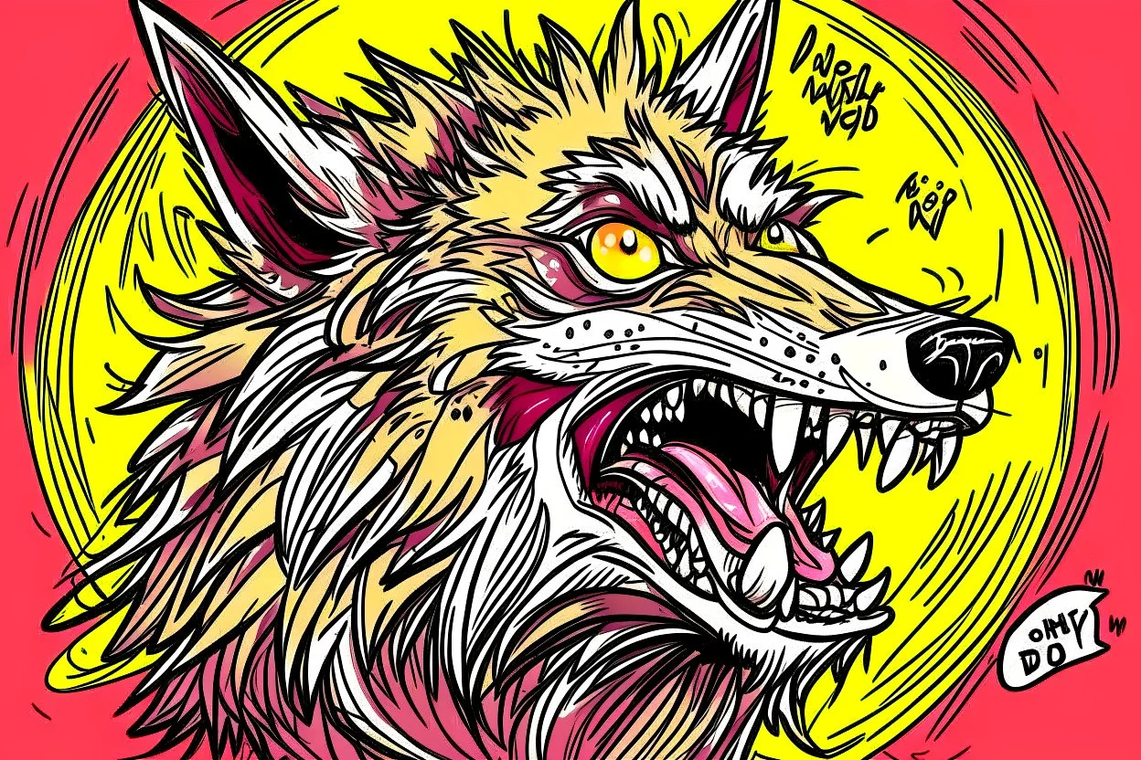 digital drawing of a big bad wolf talking