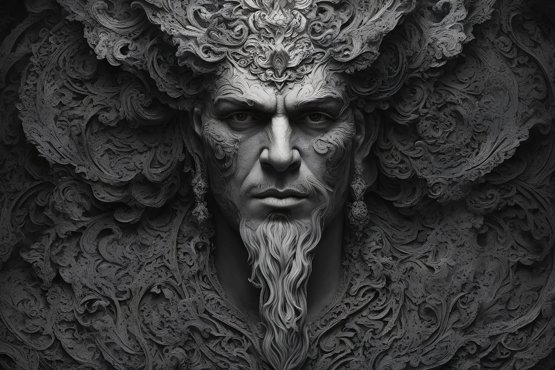 A mesmerizing and abstract portrait of Hades, the god of the underworld, using dark tones and intricate patterns to capture the enigmatic essence of the underworld's ruler, (mesmerizing and abstract portrait:1.4), (Hades, god of the underworld:1.5), (dark tones and intricate patterns:1.3), (expressive and enigmatic ambiance:1.2), inspired by abstract interpretations of classical mythology and the mysteries of the underworld, trending on ArtStation, Intricate, Sharp focus, atmospheric lighting