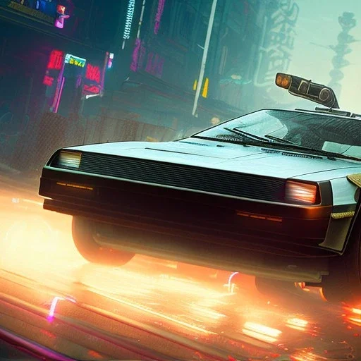 cyberpunk army DeLorean,cyberpunk 2077,center composition, ultra realistic,shiny, smooth, studio quality, octane render, Surrealism, Triadic colour scheme,glow-stick, god rays, ambient lighting,nightclub lighting, polaroid, 100mm, --ar 1:1 --v4