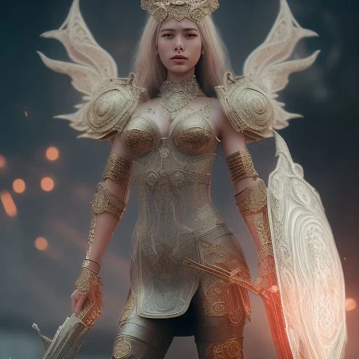 badass female goddess of war, beautiful figure, wearing form fitting armor sharp focus,macro lens, intricate filigree metal design, mythpunk, medievelpunk, full body portrait, cinematic, dramatic lighting, unreal engine 5, 8k, Highly realistic. Volumetric lighting. Light halation, by Hyung-tae Kim and Krenz Cushart Artstation and artgerm, Artwork by Guweiz, Peter Mohrbacher, Artgerm and Mark Brooks, unreal engine 5 highly rendered, epic composition, motion blur. Glim lighting. Highly realistic