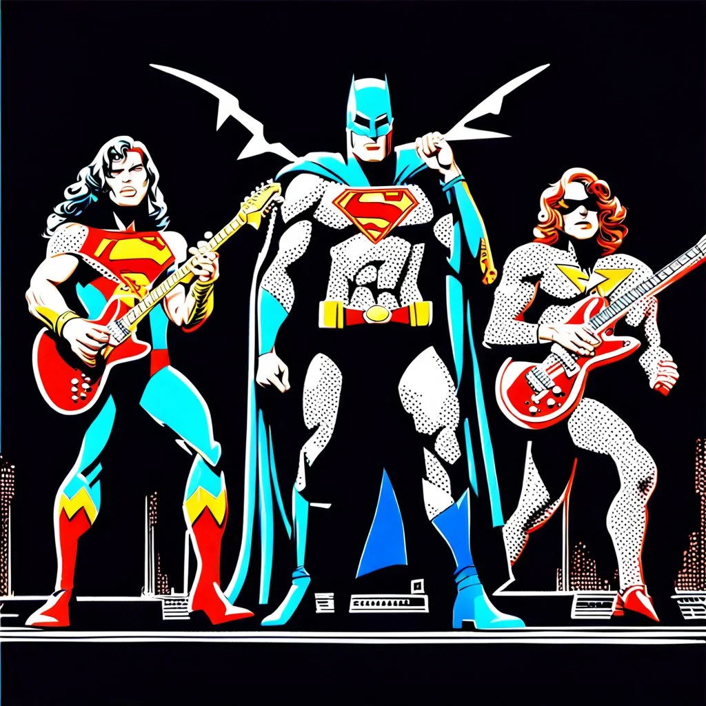 The Justice League performing as a rock band