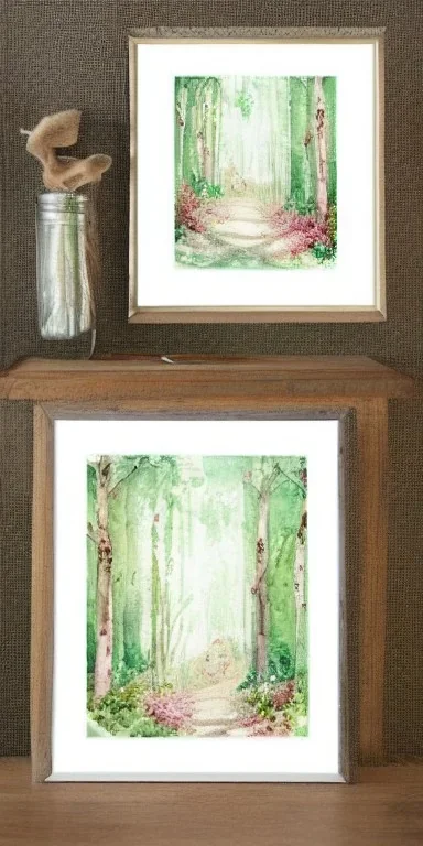 exquisite whimsical woodland watercolor, delicate, cute, adorable, linen backdrop