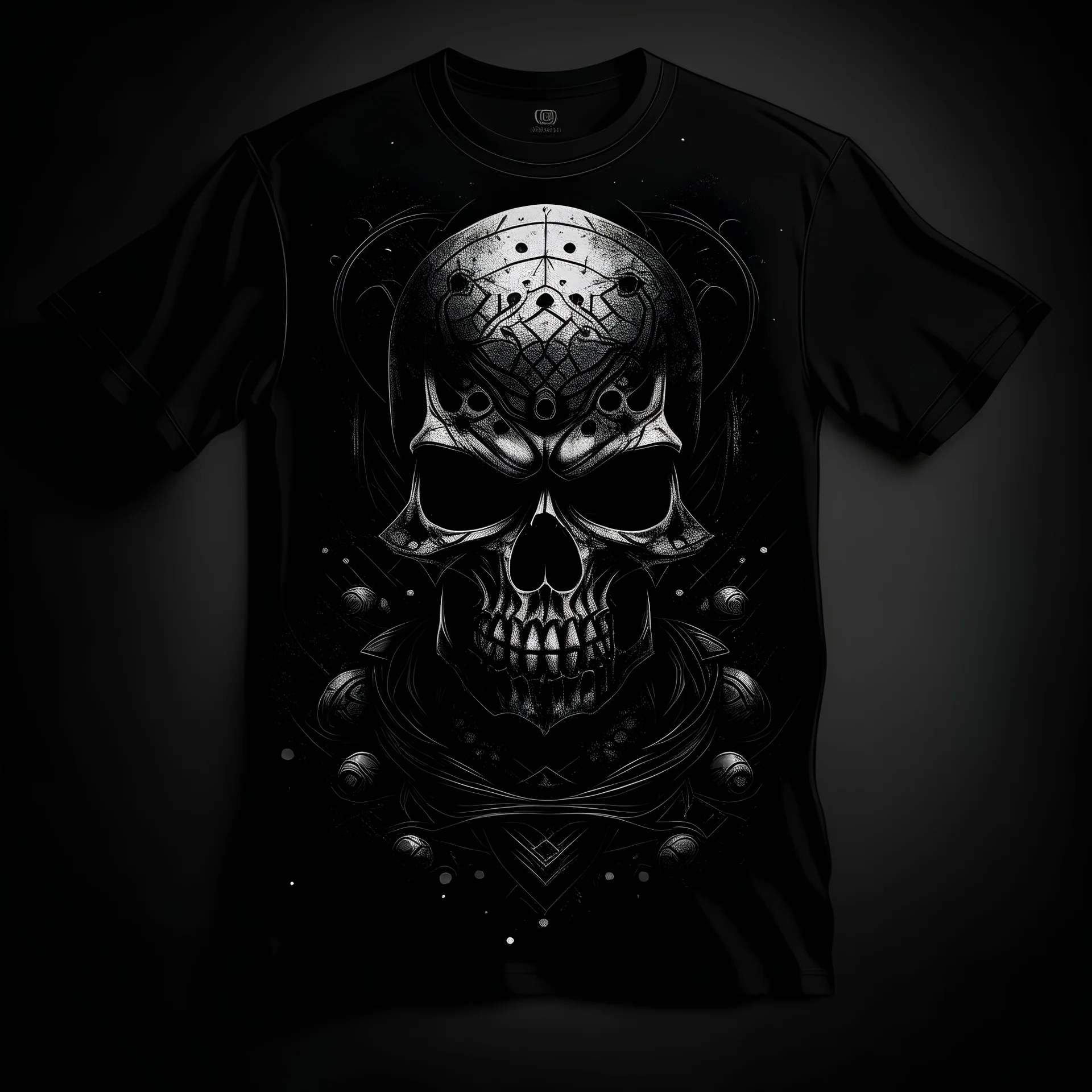 create dark themed print for t-shirt (do NOT include t-shirt itself give only print)
