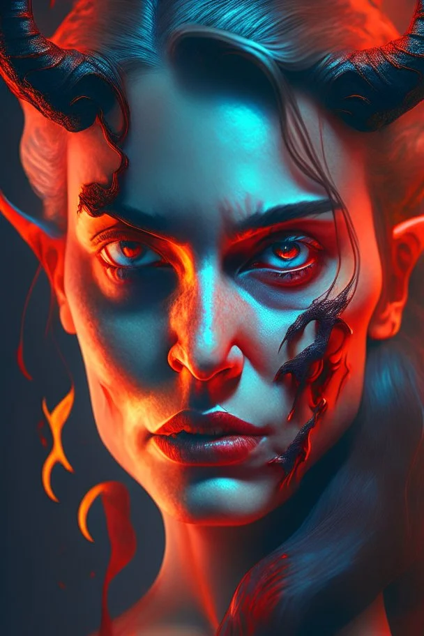 woman and the devil , high delicate defined details, beautiful, atmospheric, matte, 3 d 8 k octane rendered, sharp focus, illustration, high detail, ultra realistic, highly saturated colors