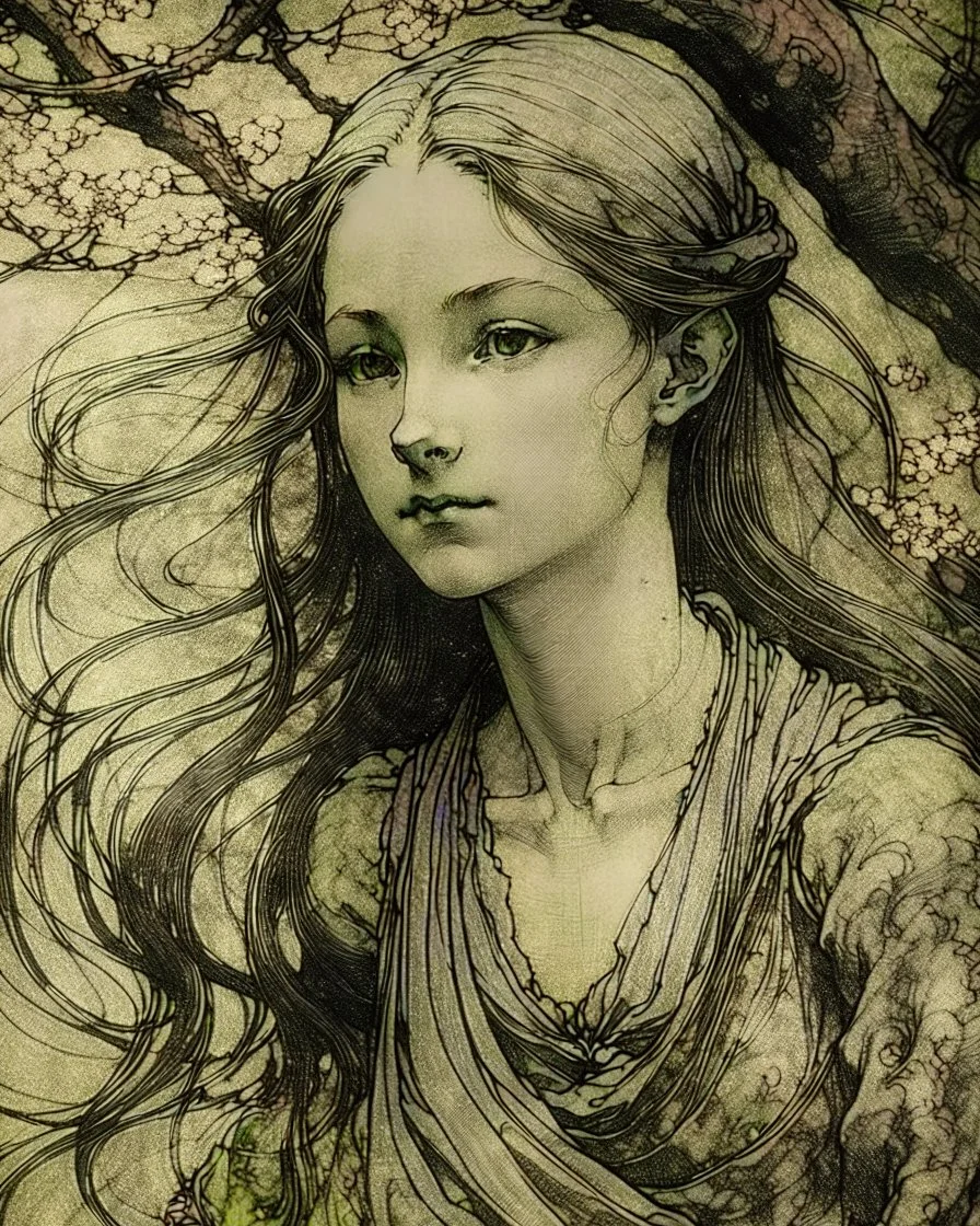 young woman, Arthur Rackham