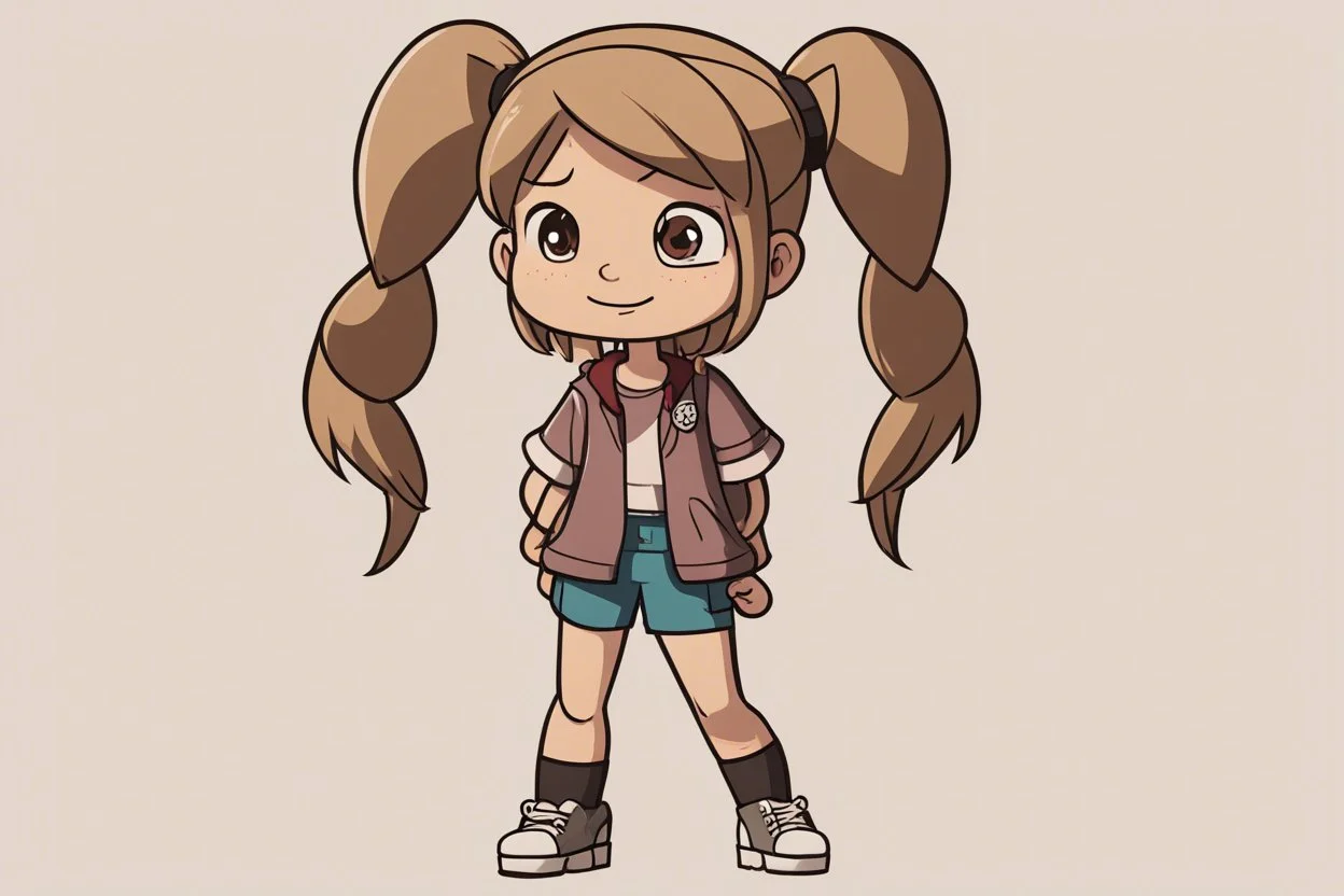 персонаж из вселенной Гравити Фолз, Персонаж женского пола, полного телосложения и низкого роста. Цвет кожи персонажа — капучино. Волосы персонажа светлые с холодным подтоном, собраны в два длинных хвоста. По текстуре волосы персонажа прямые. У персонажа есть длинная челка. Глаза у него/нее янтарные. Персонаж носит одежду в стиле "колониальный". Слово для вдохновения образа персонажа (тут вообще все) — зелень.