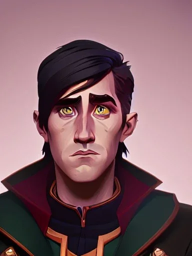 Portrait of a 30 year old strange gay warlock like Jake Gyllenhaal