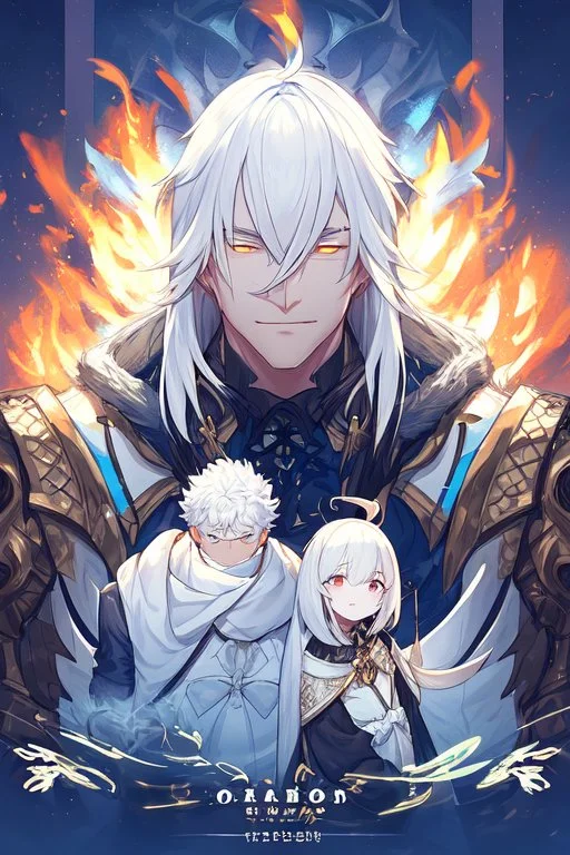 A 16-year old boy, white hair, pretty, with the wild fire in his eyes, dark rings under his eyes