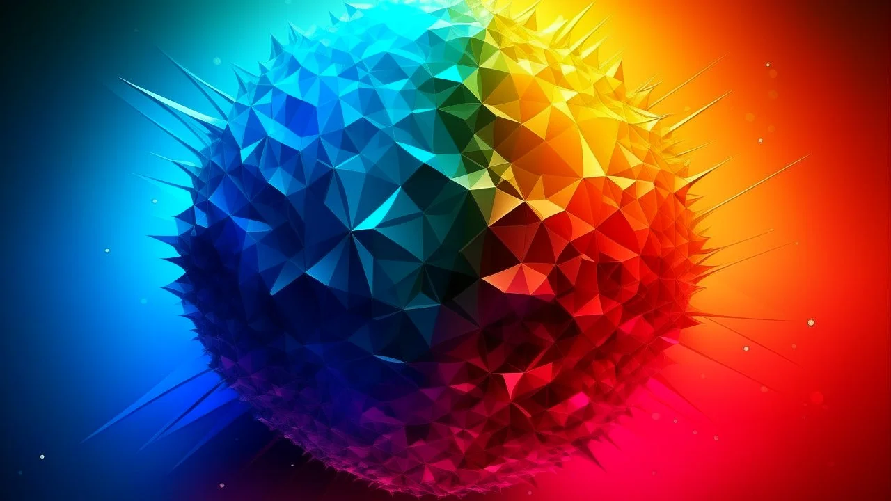 Creación de arte procedural con polígono estrellado y gradiente fractal con gradiente espacial y superficie cristalina estilo arte paramétrico
