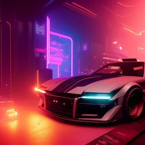 cyberpunk car,cyberpunk 2077, ultra realistic,shiny, smooth, studio quality, octane render, Surrealism, Triadic colour scheme,glow-stick, ambient lighting,nightclub lighting, polaroid, 100mm, --ar 3:2 --v4