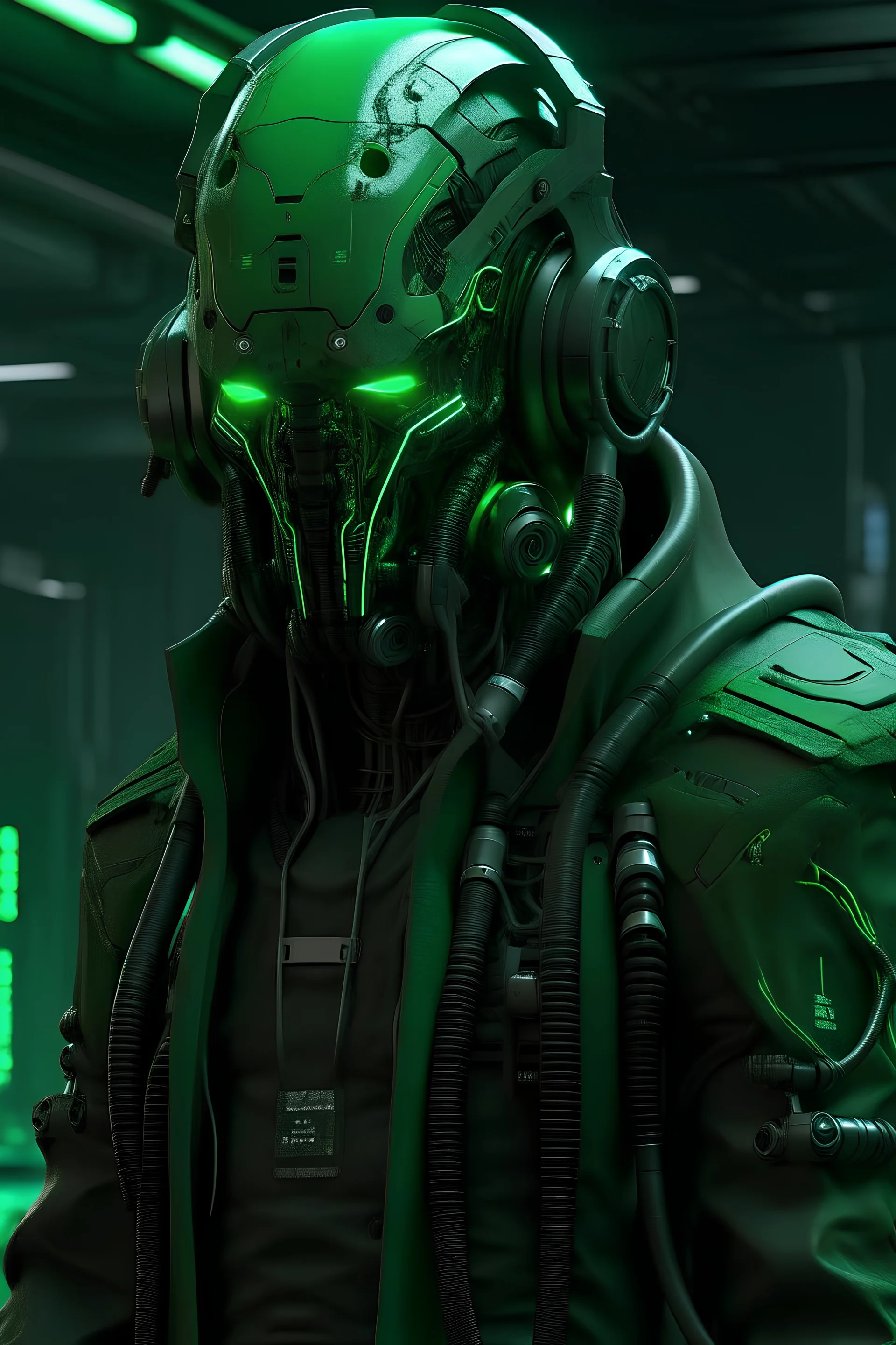 Sick looking cyberpunk villain that has a cool green combo