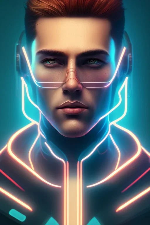 cyberpunk, head, men, portrai, tron