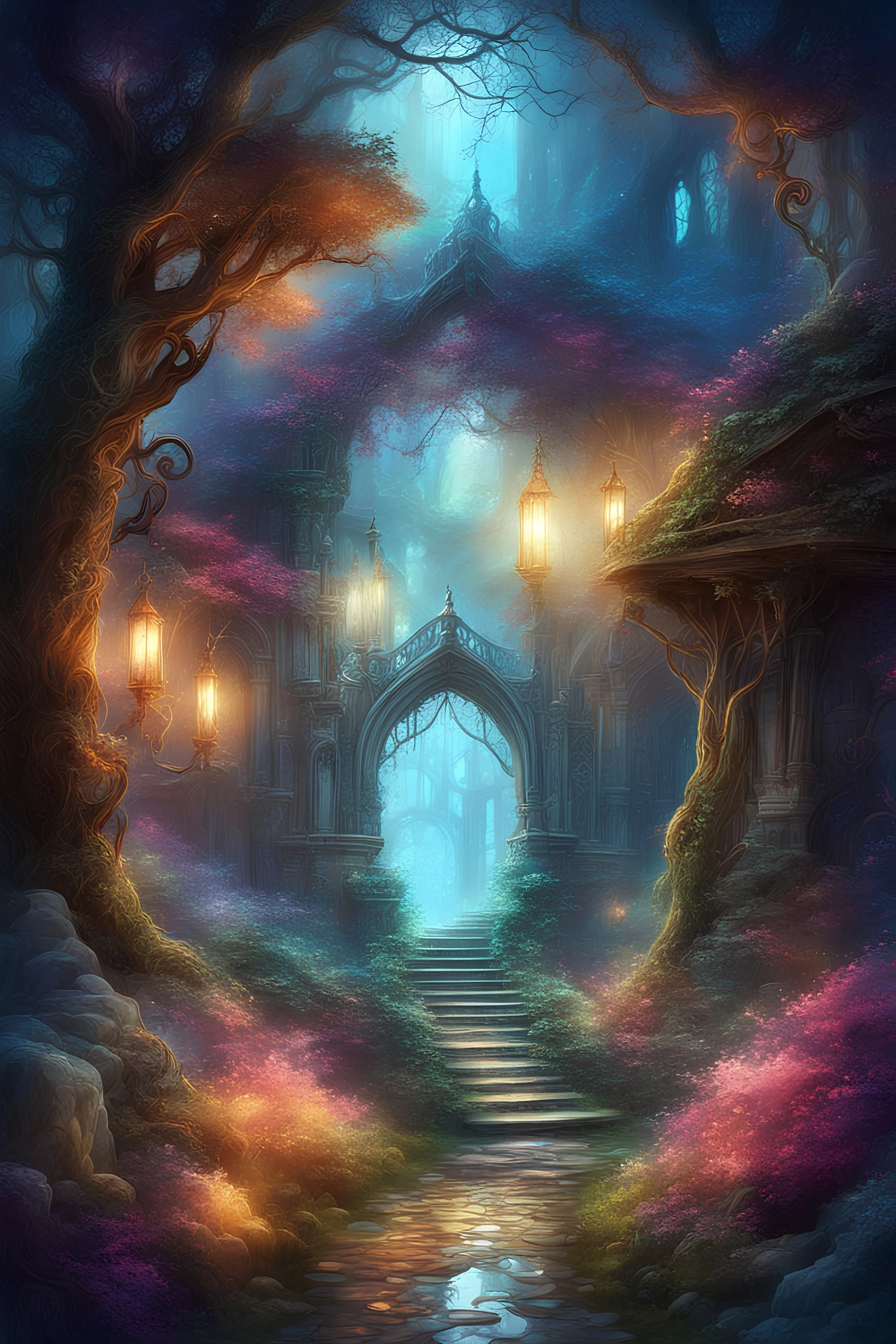 fantasy style in the style of ethereal, extremely detailed digital painting, mystical colors, beautiful lighting.