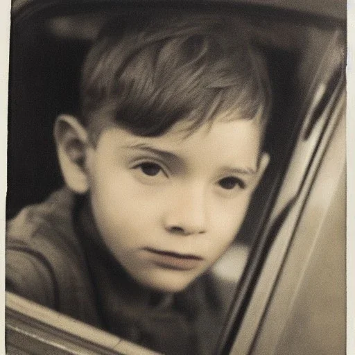 Portrait of a boy in car