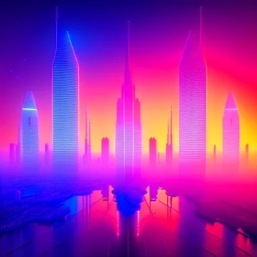 beautiful synthwave city, 8K resolution