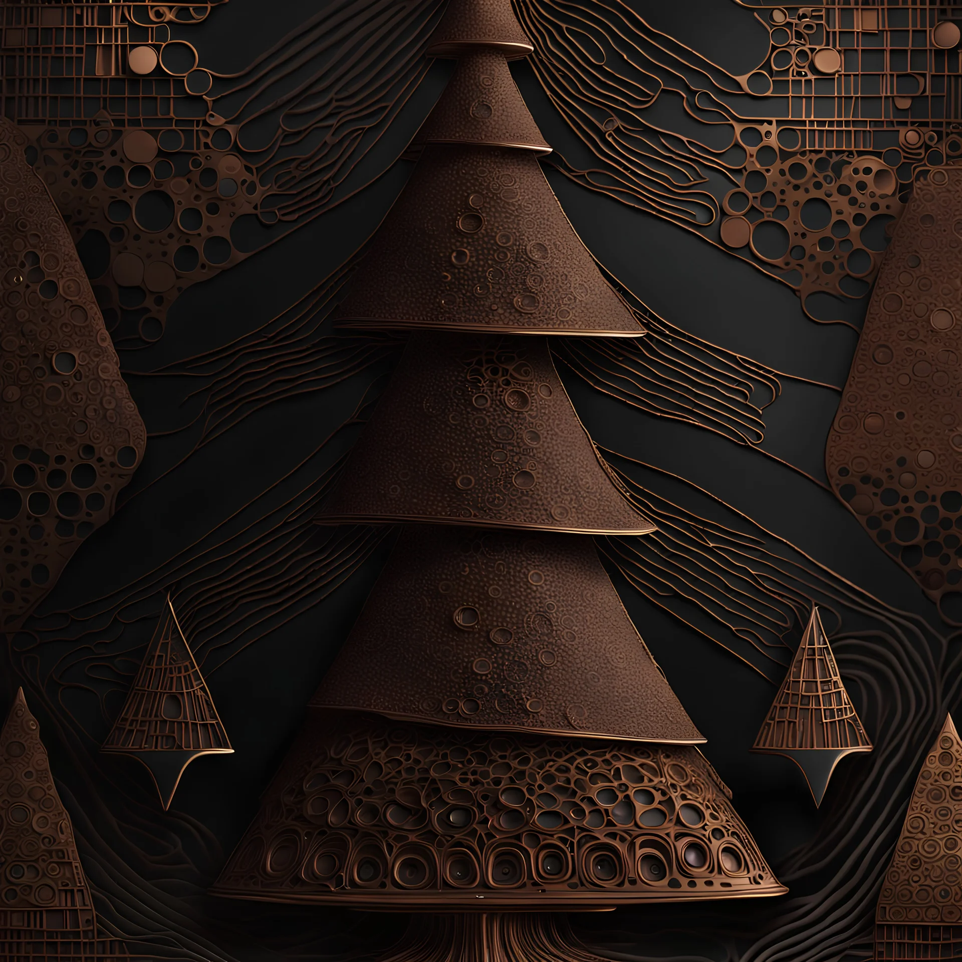 deep rich colors, reminiscent of abstract luxury, minimalist abstract pattern with dots and lines, clean with some abstract elements, with dark colors , trending on artstation, sharp focus, studio photo, intricate details, highly detailed, by Gustav Klimt, Antonio Gaudi, greg rutkowski, beautiful Christmas tree