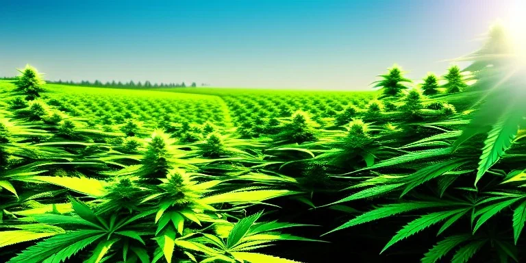 magnificent, realistic, colorful, massive, epic, ray tracing, cinematic, 8k, HD, Ultra High Definition, photo film, film grain, hyper detailed marijuana plant field