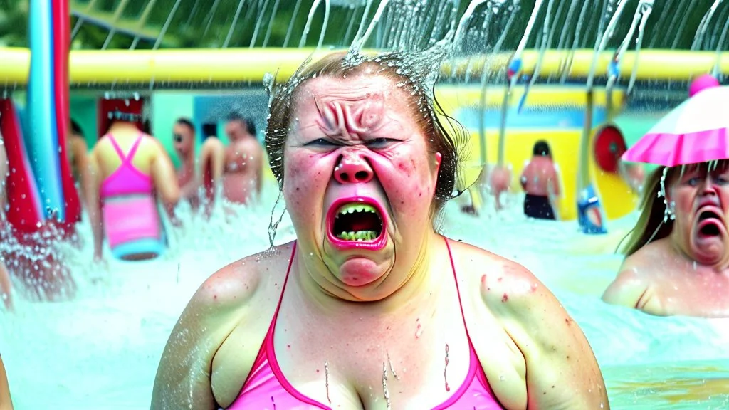 lady unhappy at water park